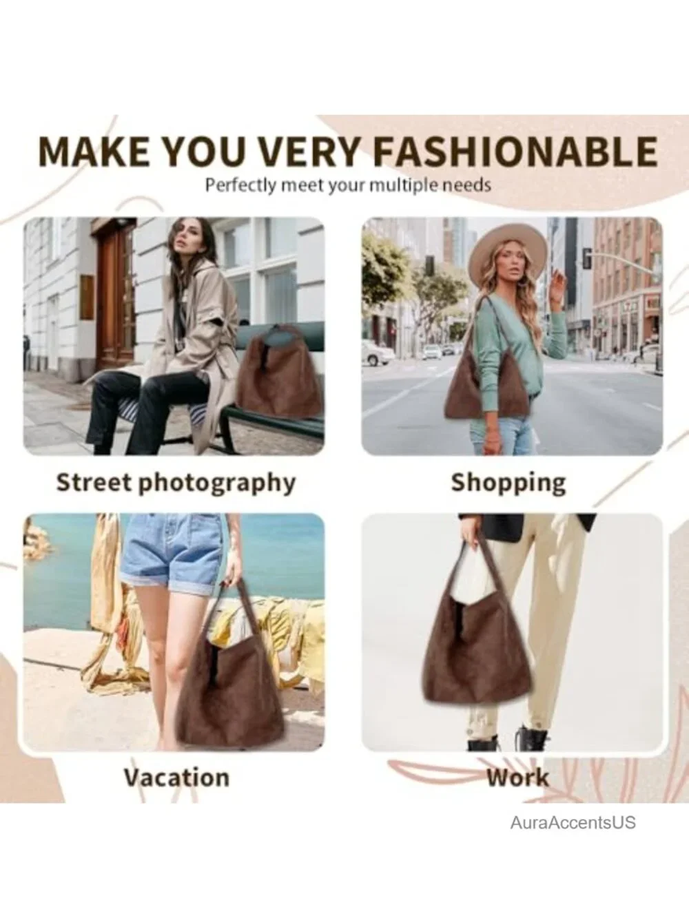 PU Suede Tote Bag Women Large Retro Slouchy Office Shoulder Handbag 2025